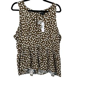 J. Crew Brown and Cream Peplum Tank Top